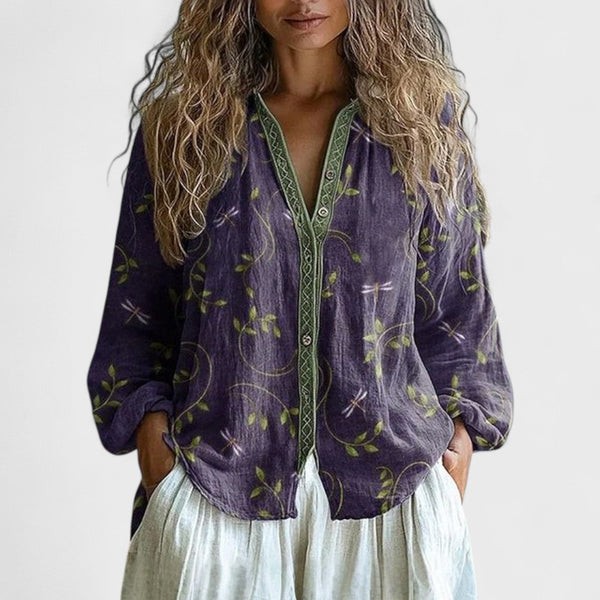 Ambra - Vintage levélmintás blúz