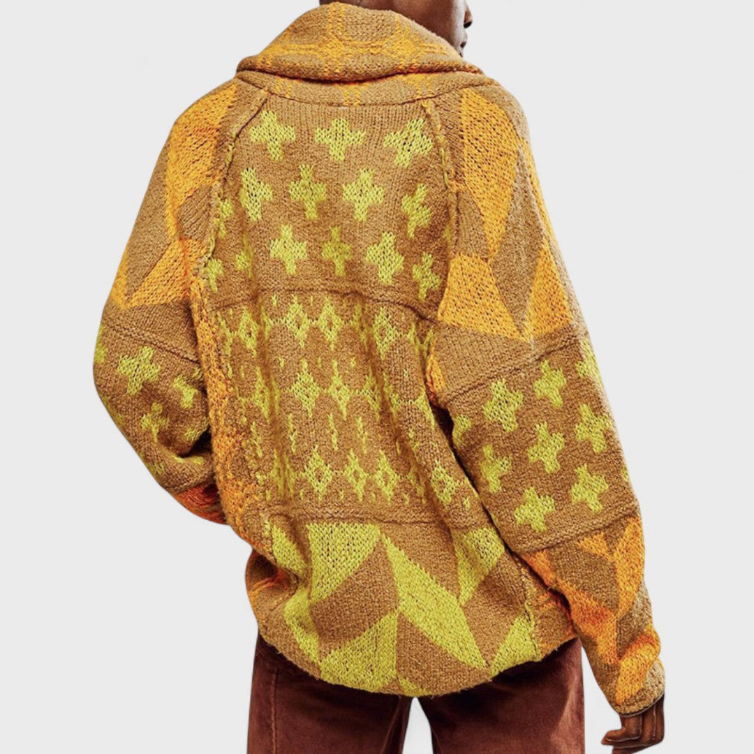 Portia - Vintage gombos nyakú oversize kardigán hosszú ujjú