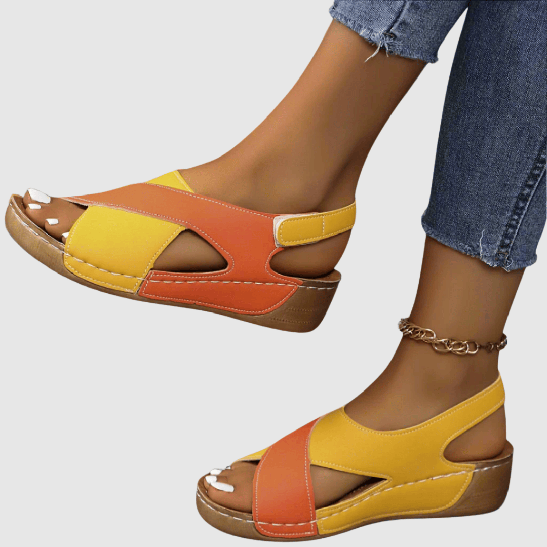 Hildegard - Két színű bőr szandál