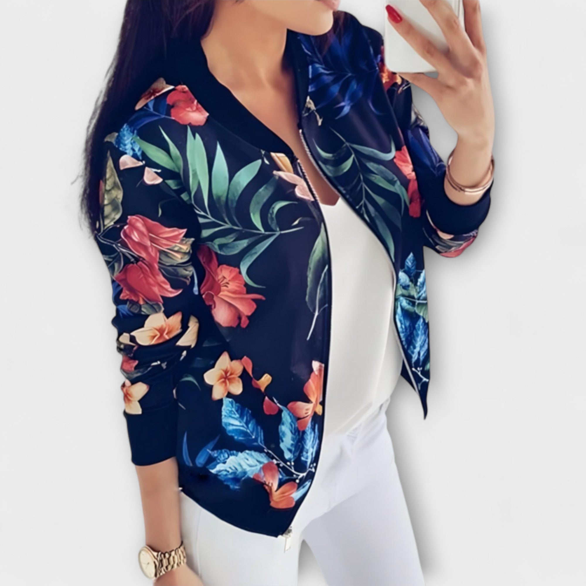 Kaelin - Elegáns virágmintás bomber dzseki